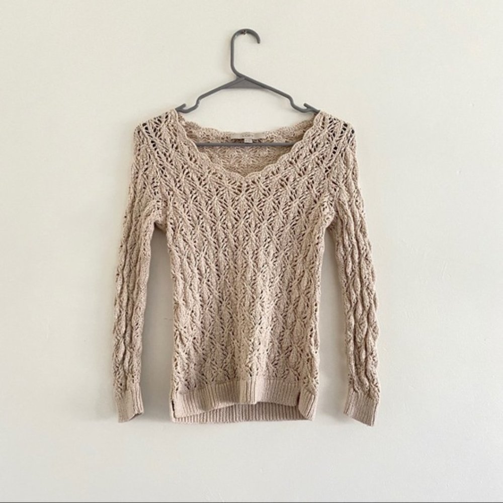 Loft XS oatmeal knit long sleeve sweater